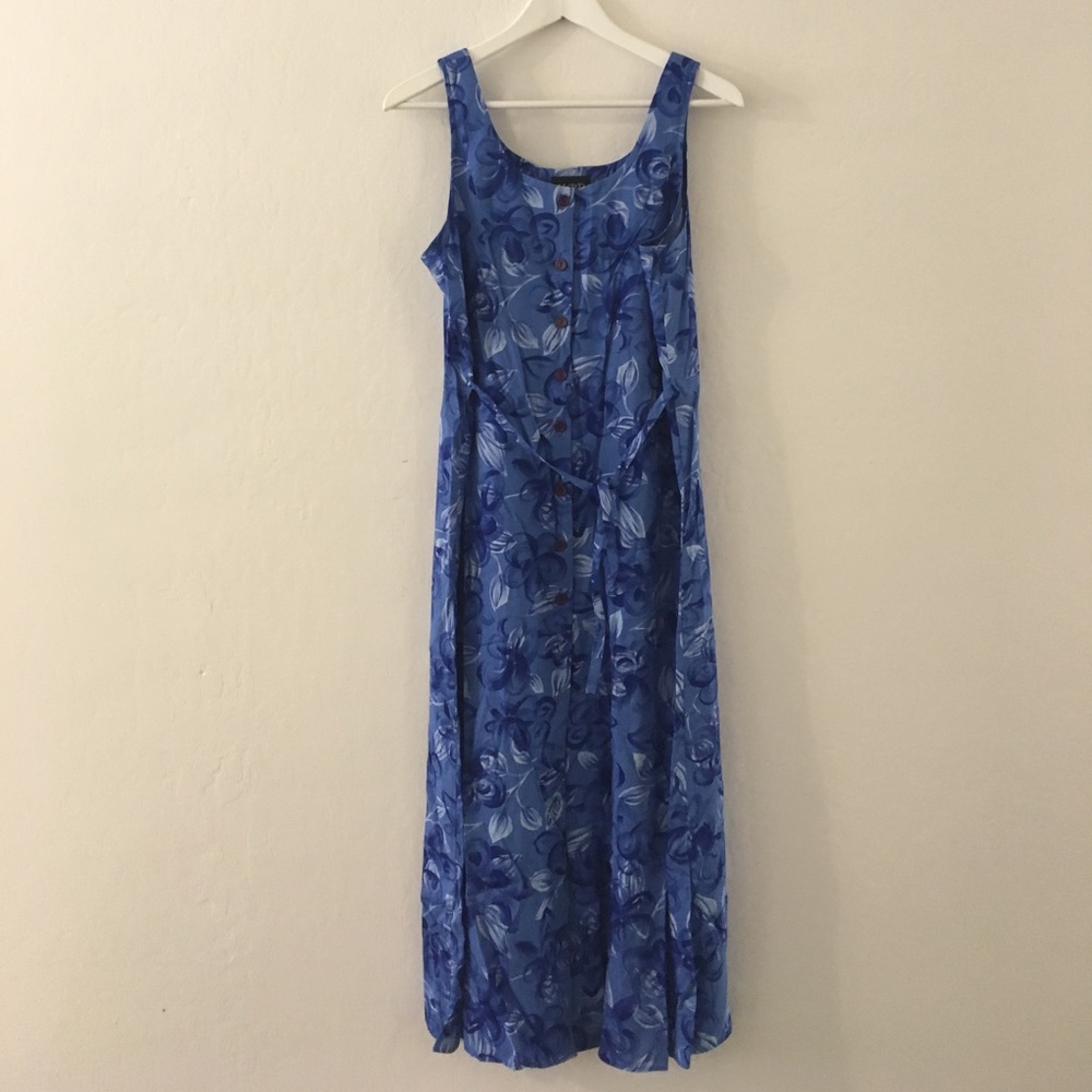 Vintage Button Front tie back midi dress